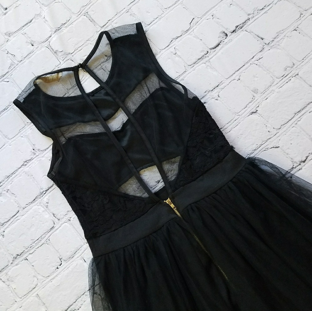 Malloy Black Mesh Tutu Black Dress Juniors Sz Med - Picture 7 of 8